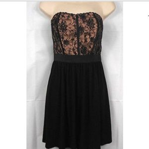 Fun short lace top strapless dress